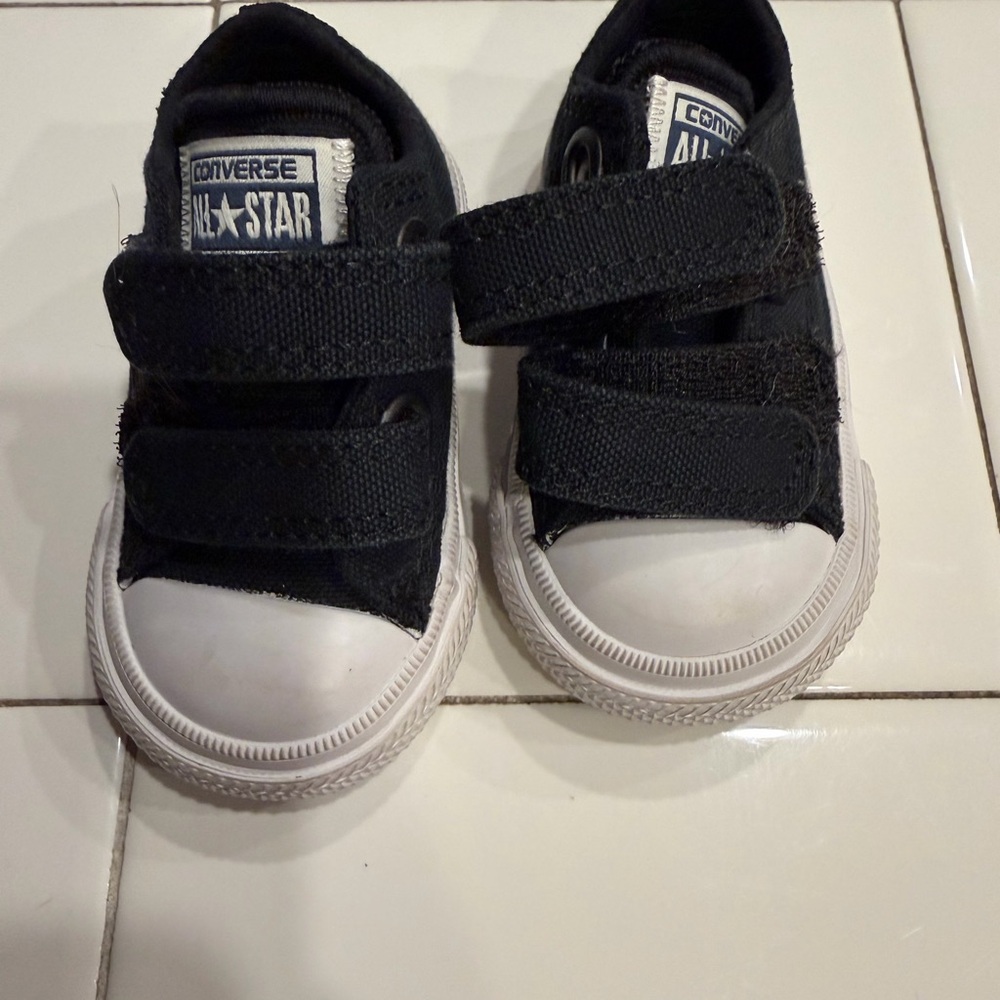 Converse Kids Black and White Velcro Chuck Taylor Sneakers